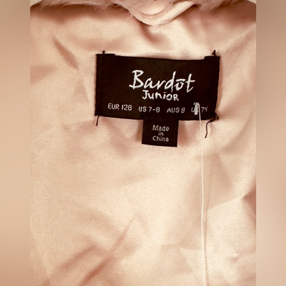 Bardot Junior Tween Girl Grace Quilted Coat In Blush Removable Faux Fur … - Picture 7 of 9